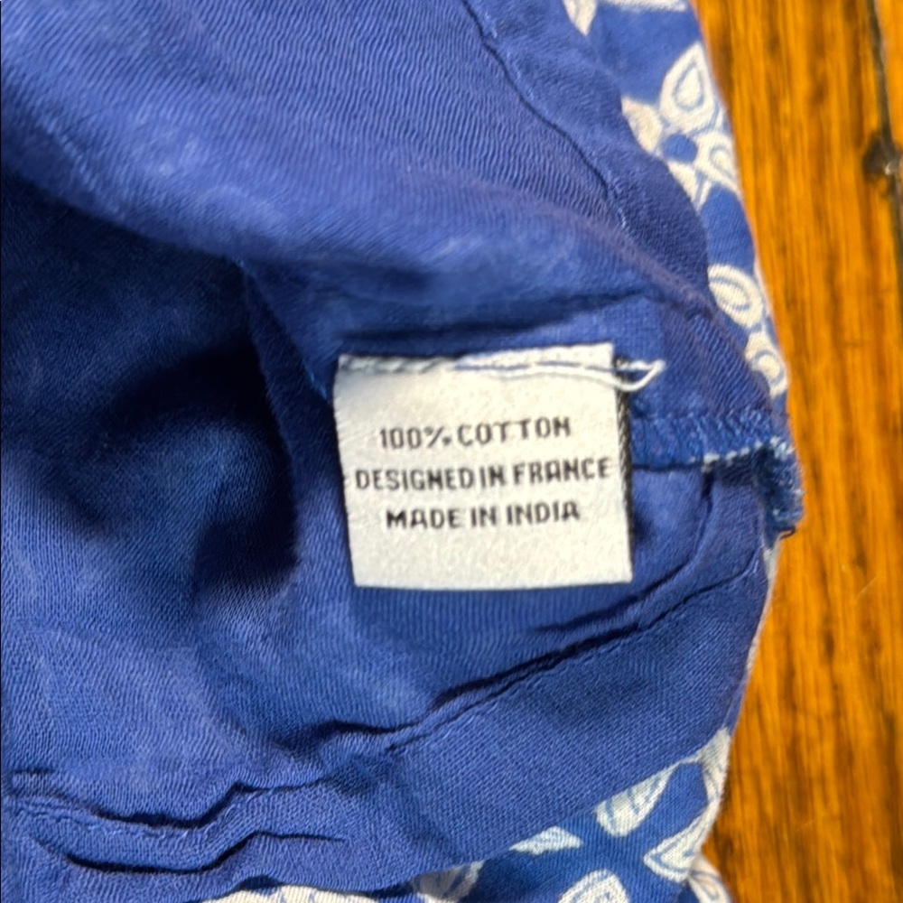 ZEN‎ ETHIC Women's Pistil V Neck A Line Blue White Block Print Patterned Dress L - Picture 5 of 16
